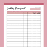 Printable Inventory Sheet - Red