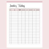 Printable Inventory Tracker - Pink