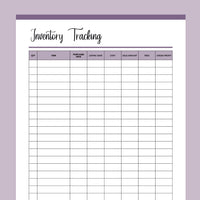 Printable Inventory Tracker - Purple