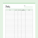 Printable Kitchen Inventory Tracker - Green