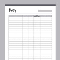 Printable Kitchen Inventory Tracker - Grey