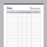 Printable Kitchen Inventory Tracker - Grey