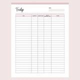 Printable Kitchen Inventory Tracker Page 2