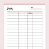 Printable Kitchen Inventory Tracker - Pink