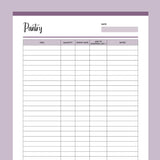 Printable Kitchen Inventory Tracker - Purple