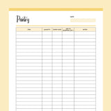 Printable Kitchen Inventory Tracker - Yellow