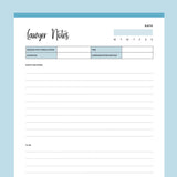 Printable Lawyer Notes - Blue