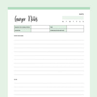 Lawyer File Notes Printable Lawyer Notes | Instant Download PDF | US Letter & A4 Sizes ...