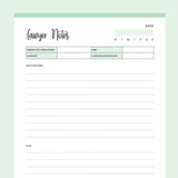 Printable Lawyer Notes - Green