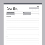 Printable Lawyer Notes - Grey