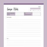Printable Lawyer Notes - Purple