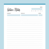 Printable Lecture Notes -  Blue