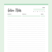 Printable Lecture Notes - Green