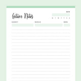 Printable Lecture Notes - Green