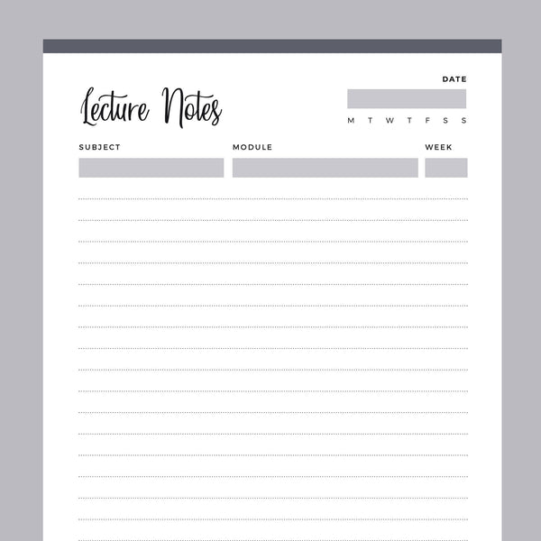 Printable Lecture Notes | Instant Download PDF | 8 Colors Included ...