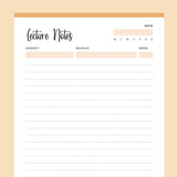 Printable Lecture Notes - Orange