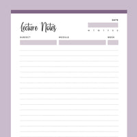 Printable Lecture Notes - Purple