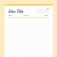 Printable Lecture Notes - Yellow