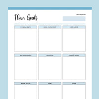Printable Life Goal Categories Template - Blue
