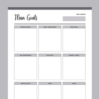 Printable Life Goal Categories Template - Grey