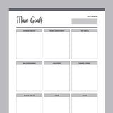Printable Life Goal Categories Template - Grey