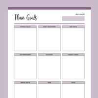 Printable Life Goal Categories Template - Purple
