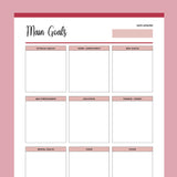 Printable Life Goal Categories Template - Red