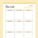 Printable Life Goal Categories Template - Yellow