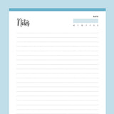 Printable Lined Notes Pages - Blue