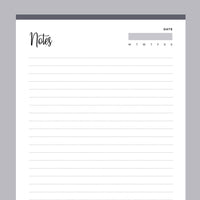 Printable Lined Notes Pages - Grey