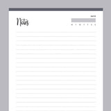 Printable Lined Notes Pages - Grey