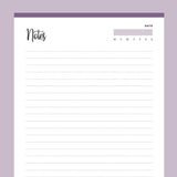 Printable Lined Notes Pages - Purple