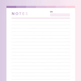 Printable Lined Notes for Kid - Pink and Purple Rainbow