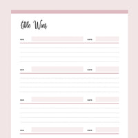 Printable Little Wins Tracker - Pink