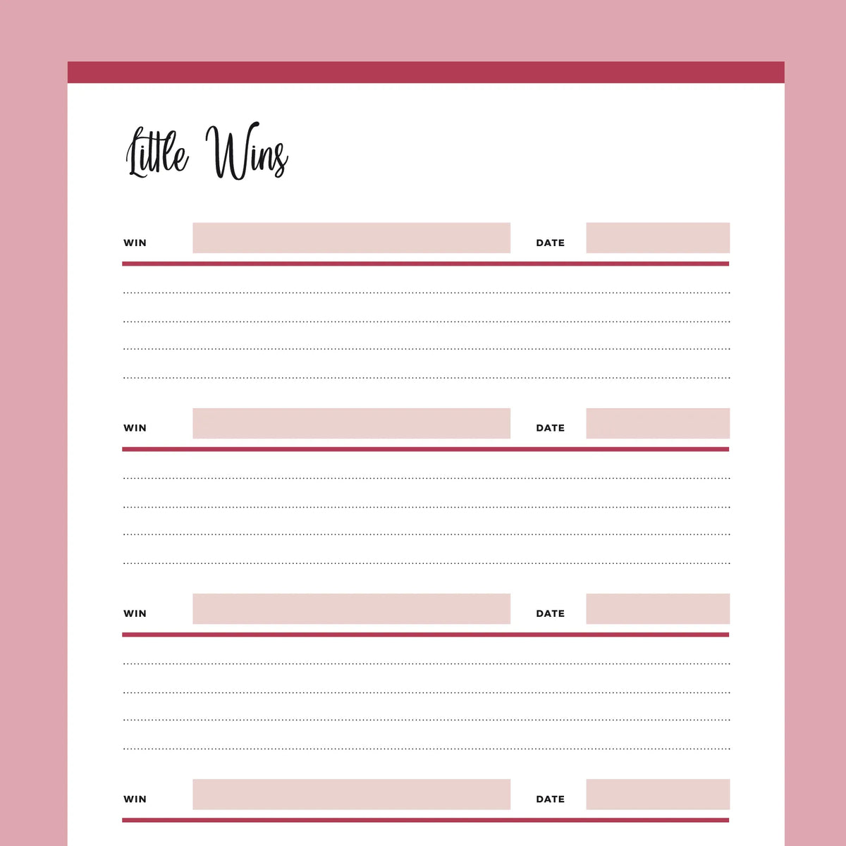 Printable Little Wins Tracker | Instant Download PDF | A4 and US Letter ...