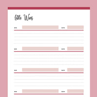 Printable Little Wins Tracker - Red