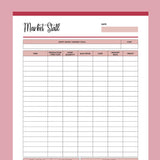 Printable Market Stall Sales Tracker - Red