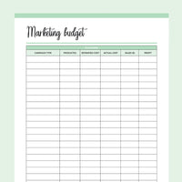 Printable Marketing Budget Planner - Green