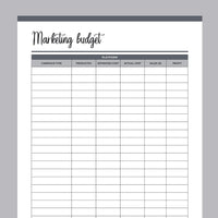 Printable Marketing Budget Planner - Grey