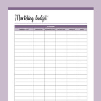 Printable Marketing Budget Planner - Purple