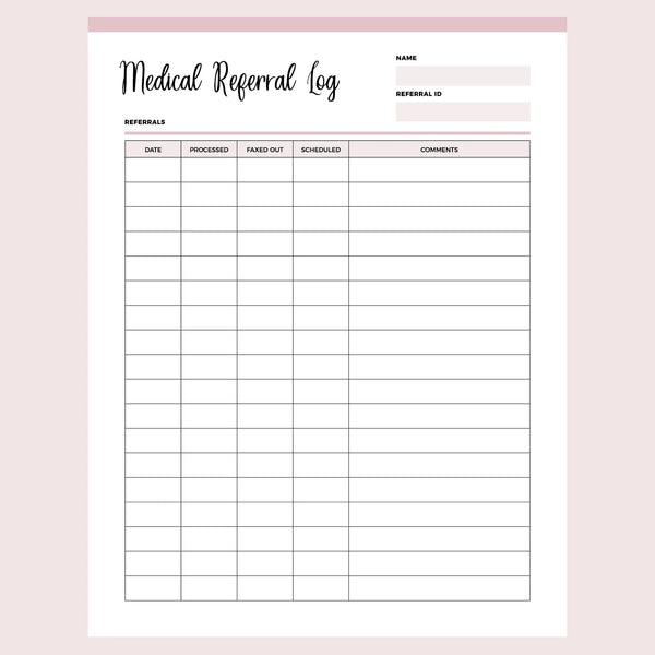 Printable Medical Referral Log – Plan Print Land Printable Medical Referral Log – Plan Print Land