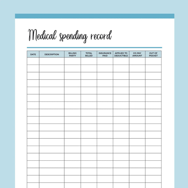 Printable Medical Spending Record | Instant download PDF | A4 & US Letter – Plan Print Land printable-medical-spending-record-instant-download-pdf-a4-us-letter-plan-print-land