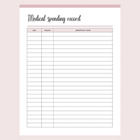 Printable Medical Spending Record - Page 2