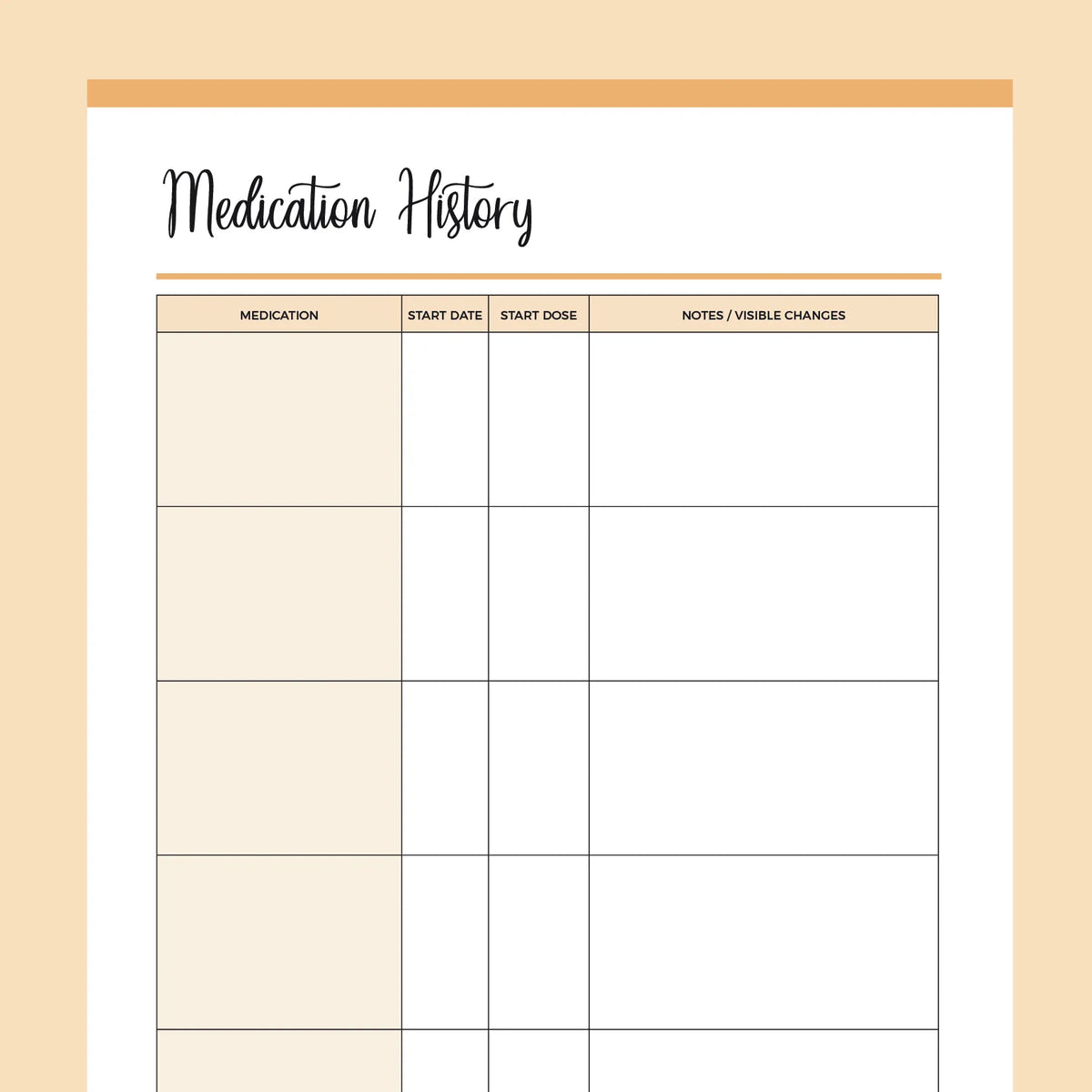 Printable Medication History Template – Plan Print Land
