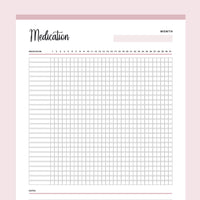 Printable Medication Tracker - Pink