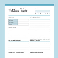 Printable Meltdown Tracker For Children With Autism - Blue