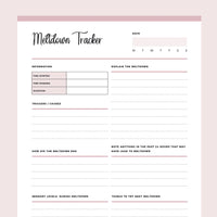 Printable Meltdown Tracker For Children With Autism - Pink