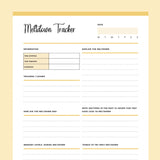 Printable Meltdown Tracker For Children With Autism - Yellow