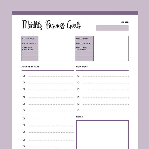 Printable Monthly Business Goals Template – Plan Print Land printable-monthly-business-goals-template-plan-print-land