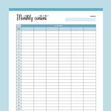 Printable Monthly Content Tracker - Blue